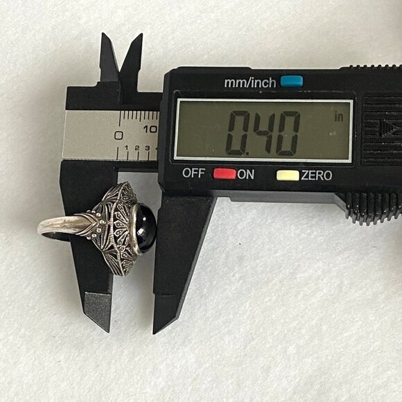 Sterling Silver 925 Thailand Scrollwork Filigree Oval Black Onyx Ring Sz 6.75 - Picture 14 of 16